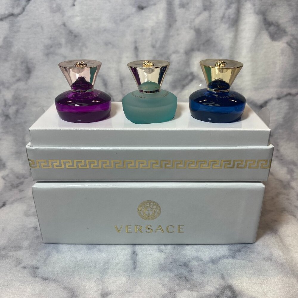 Versace Gift Set-Dylan,Dylan Blue,Dylan Purple Mini EDP-5ml,0.16oz-3pc-BOXED-NEW - Picture 2 of 16